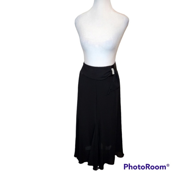 COPY - Black Chiffon Skirt with Rhinestone Detail at Waist - Picture 1 of 12